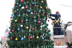 Установка новогодней елки. Фото: «Вечерняя Москва»